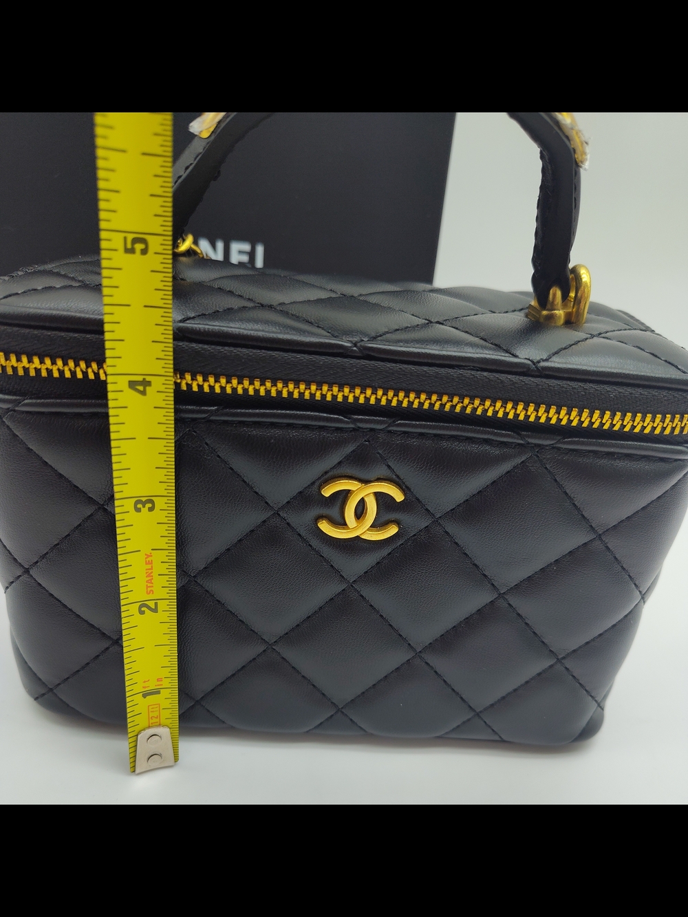 CHANEL Black Quilted Mini Vanity Bag with Gold Hardware - Picture 10 of 13